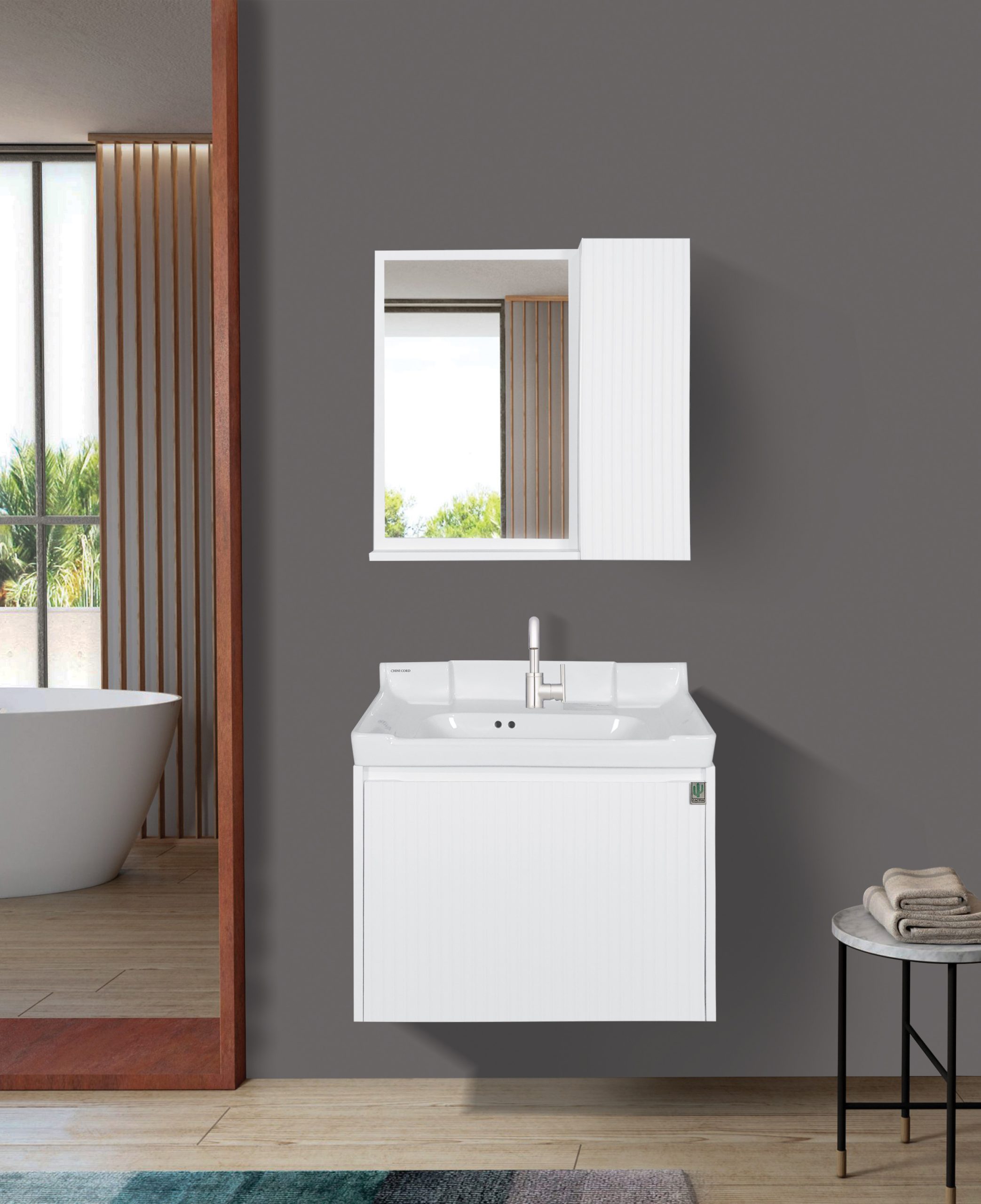 6025. روشویی کاکتوس مدل Magnolia 60 رنگ سفید کد 6025