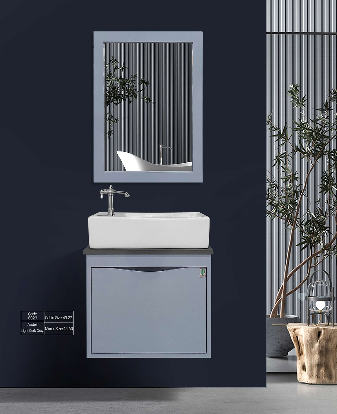 8023 روشویی کاکتوس مدل andre light dark gray کد 8023