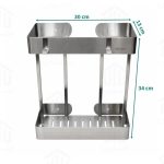 استند مستطیل دو طبقه حمام رنگ کروم مات(خشدار) برند اسمارت کد 1022