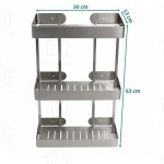 استند مستطیل سه طبقه حمام اسمارت (کد 1023) رنگ کروم مات (خشدار)