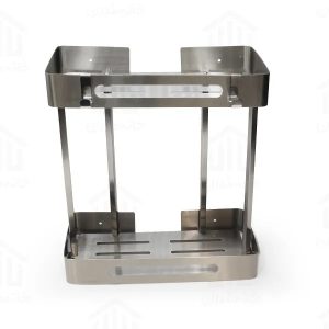 استند مستطیل دو طبقه حمام اسمارت (کد ۲۰۲۲) رنگ کروم مات (خشدار)