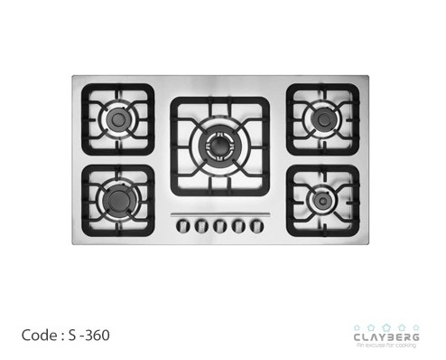 اولوله اجاق گاز رومیزی استیل کلایبرگ کد S-360 پنج شعله